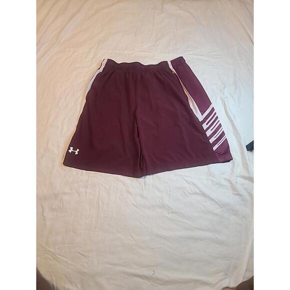 Under Armour Mens XL Shorts HeatGear Loose Fit Burgundy Red Athletic Gym - Picture 1 of 8